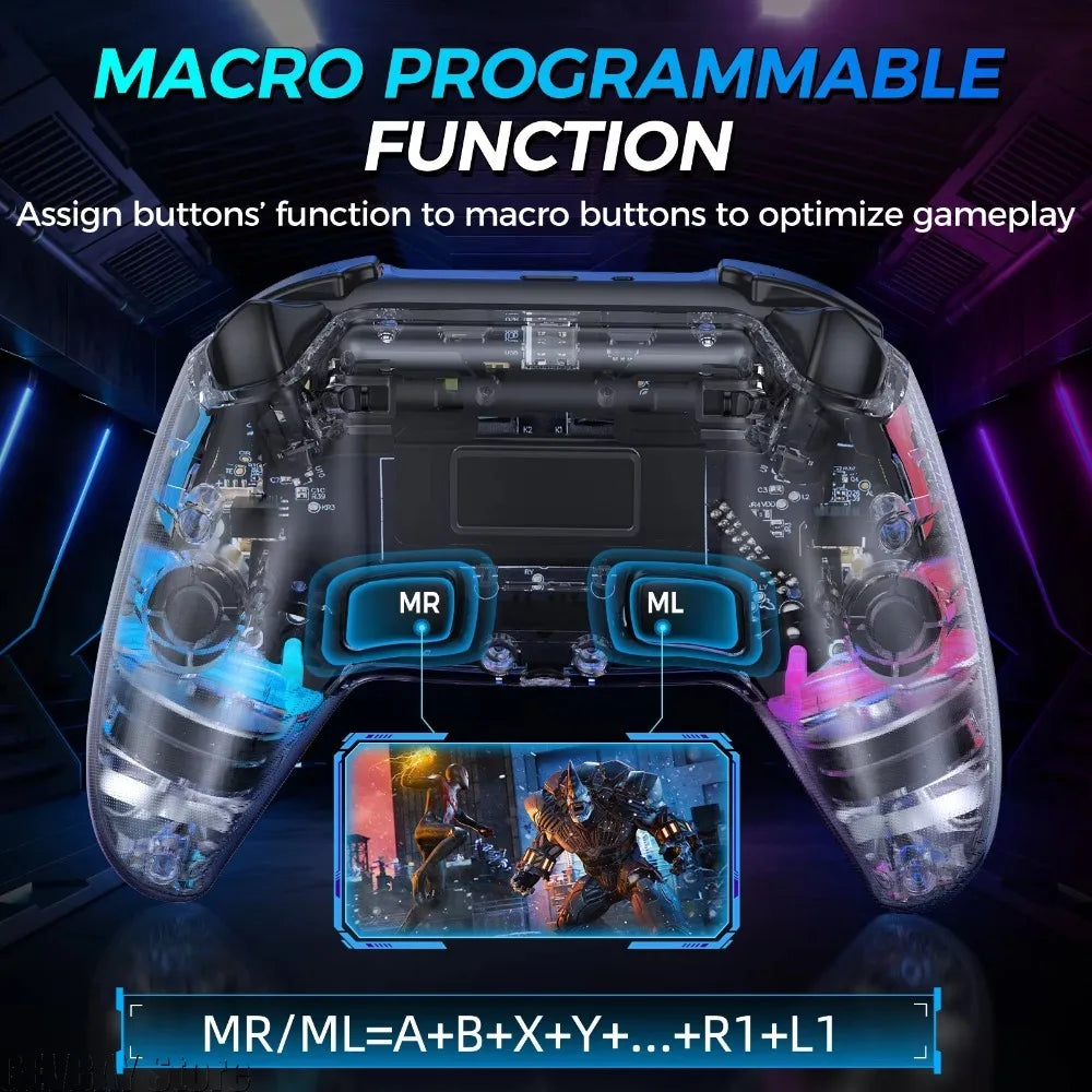 IINE Bastet Wireless Controller Compatible with PS4/Switch/PC/Android/IOS Hall Effect Joystick & Trigger with Touch Pad