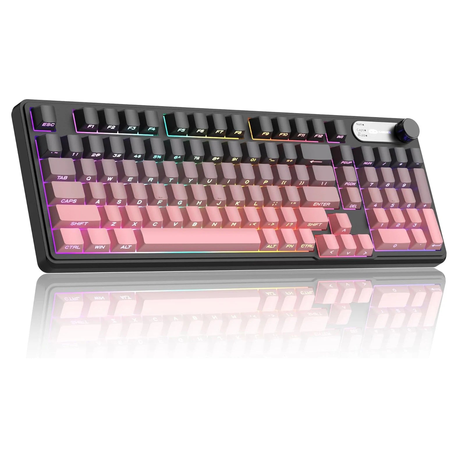 MageGee GK960 Wireless Gaming Keyboard, RGB Tri-Mode Wired/BT/2.4G Creamy Keyboard with Number Pad, 4000mAh Battery, Knob Contro